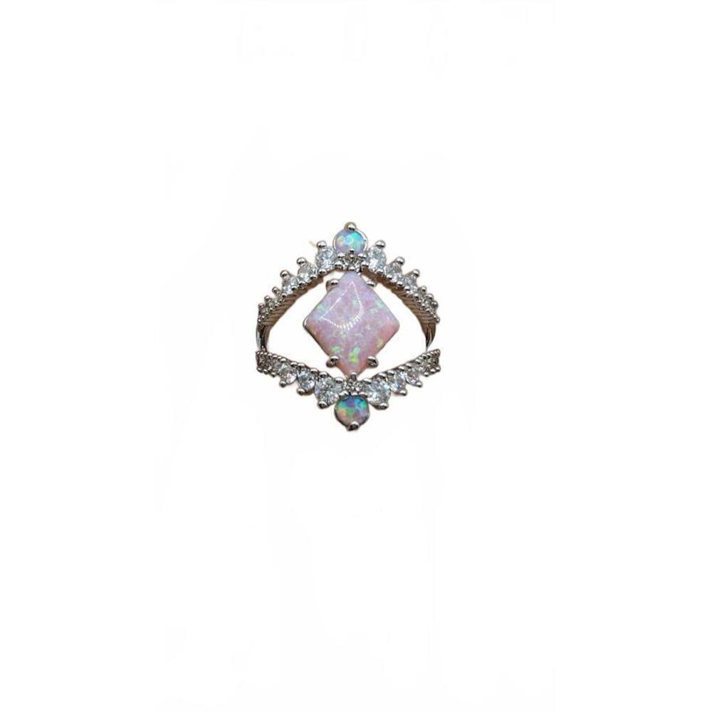 Stylish Vintage Opal Ring with Crystal Accents Size 7 - Picture 6 of 9